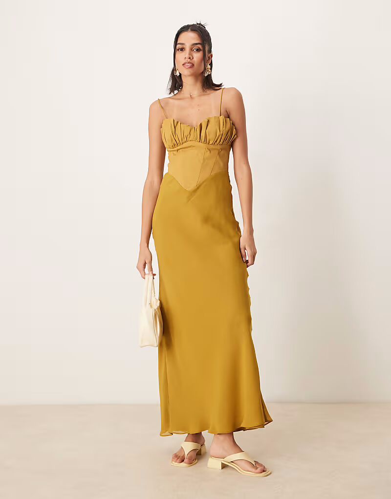 

Платье мидакси с гибридным корсетом ASOS DESIGN цвета охры