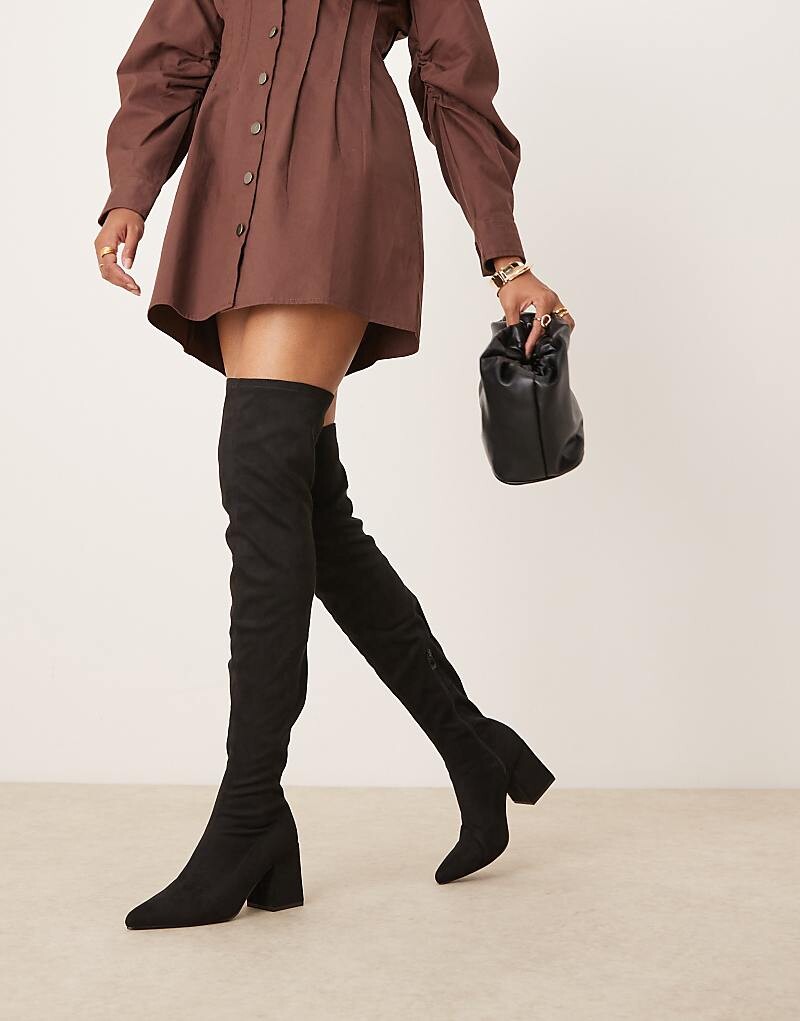 

Raid – Rykiel – Черные сапоги выше колена на толстом каблуке