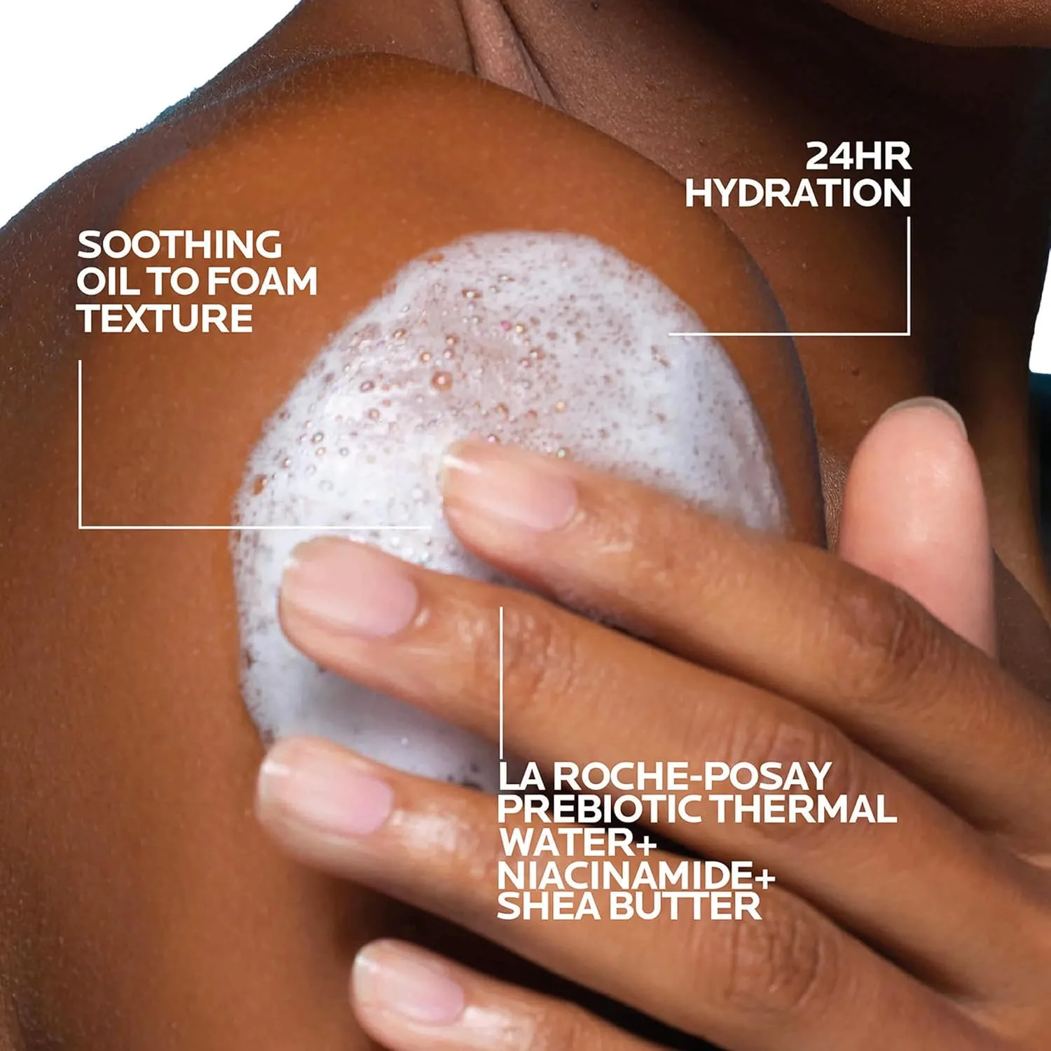 Набор La Roche-Posay Lipikar AP+ Gentle Foaming Cleansing Oil 400 мл + заправка, нежное очищающее масло для лица и тела с ниацинамидом, увлажнение на 24 часа — фото 4