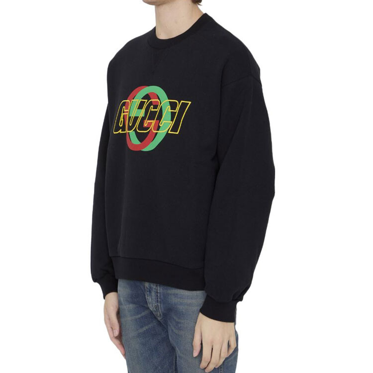 Толстовка мужская Gucci Logo Printed Crewneck, черный — фото 2
