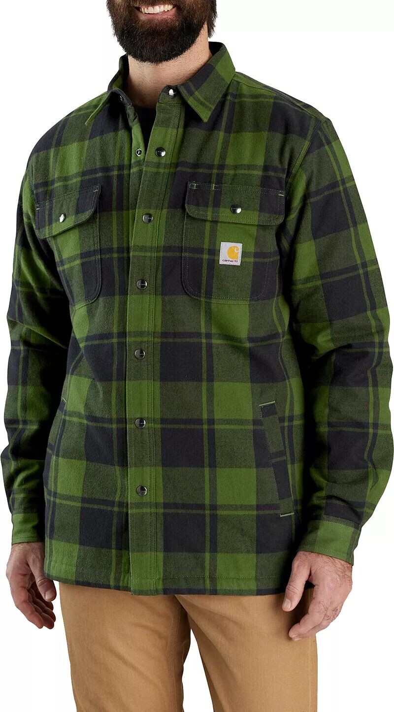 

Мужская фланелевая куртка-рубашка Carhartt на подкладке из шерпы