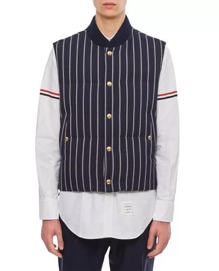 

Полосатый жилет из шерсти Thom Browne, синий
