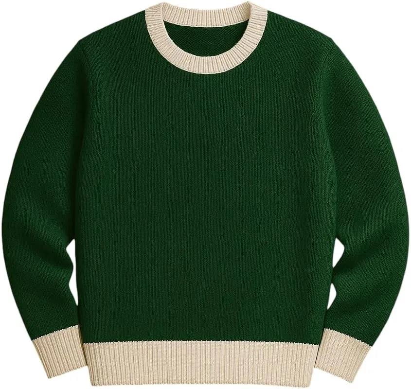 

Мягкий и уютный вязаный свитер Unisex с контрастными манжетами для повседневной носки или праздников Grewear