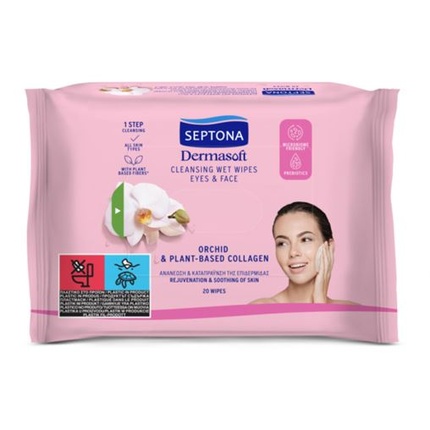 

Салфетки для снятия макияжа Dermasoft Orchid & Plant - 20 шт Septona