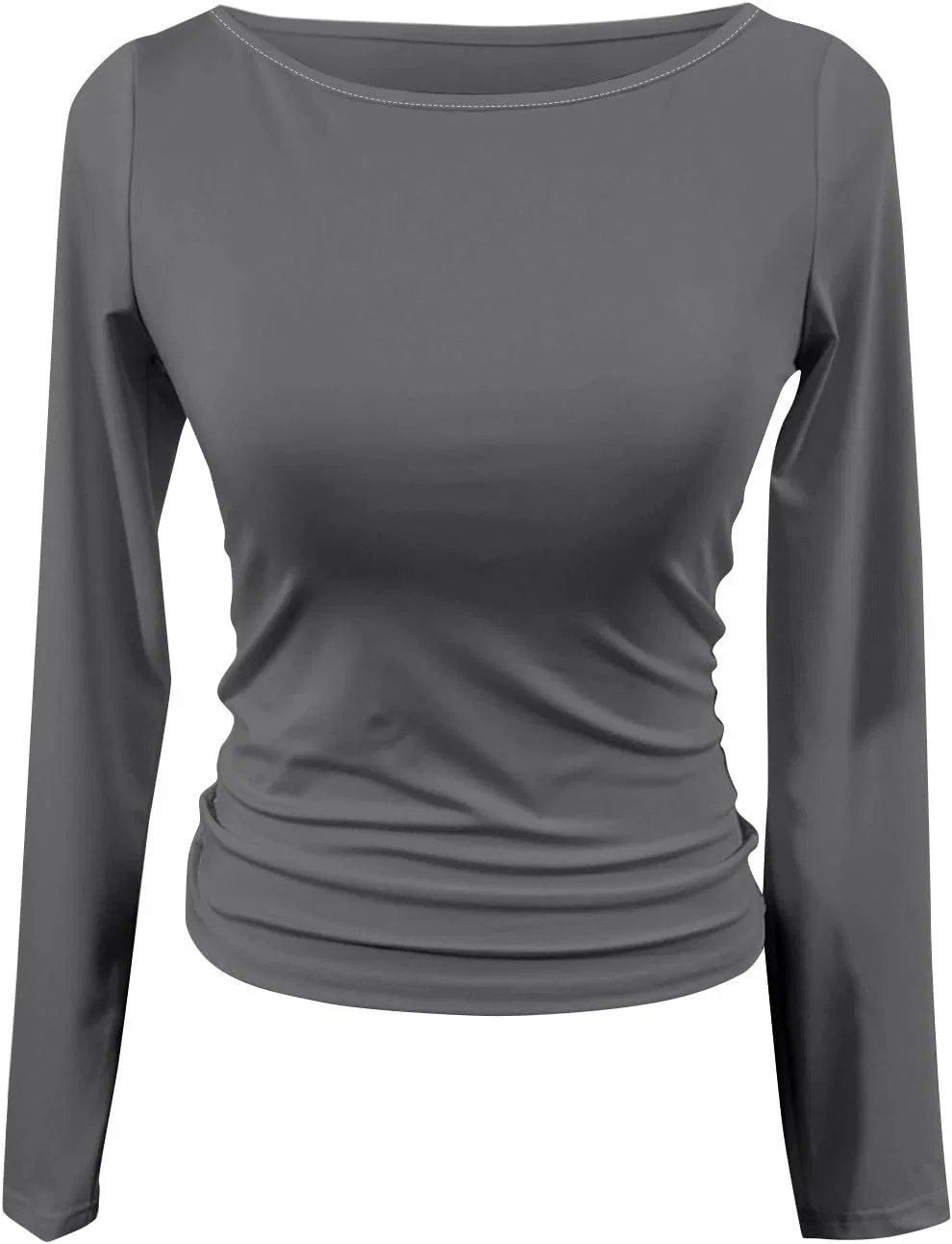 Женская футболка с длинным рукавом, лодочка, Dark Gray — фото 3