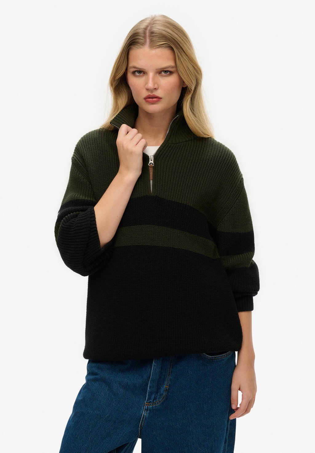

Джемпер CLASSIC STRIPE HALF-ZIP Superdry, зеленый