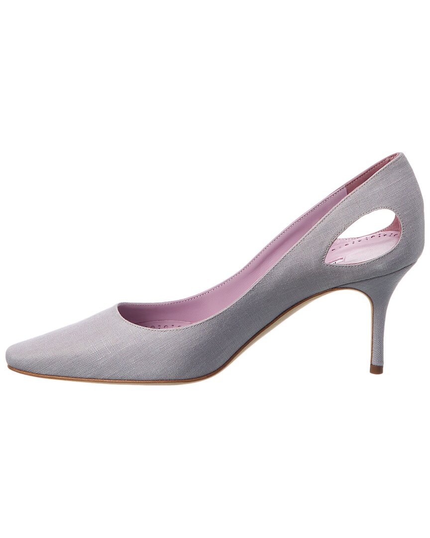 Manolo Blahnik Toplaca 70 Linen Pump, серый — фото 2