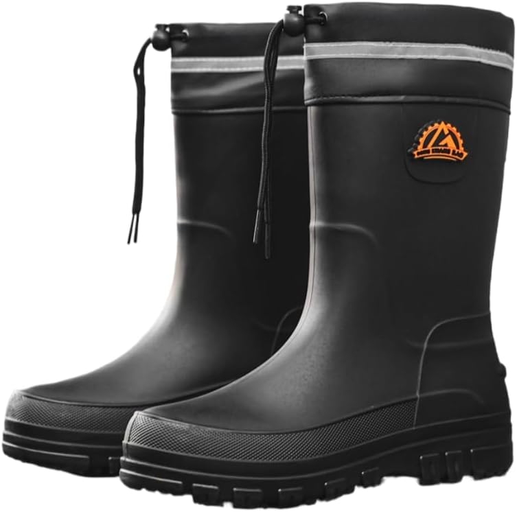 

Водонепроницаемые мужские резиновые сапоги HoaloX - прочные противоскользящие ботинки для рыбалки, кухни, мытья автомобилей и работы на фабрике, черный