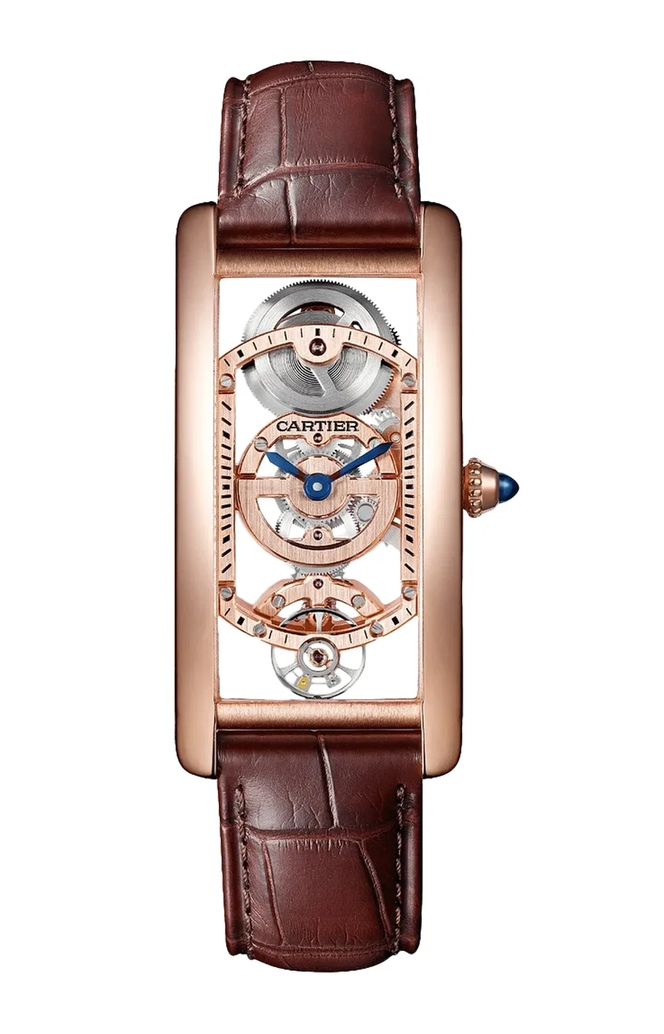 TANK CINTRÉE, розовое золото, скелетонированные, с ручным заводом - WHTA0008 CARTIER, золотой
