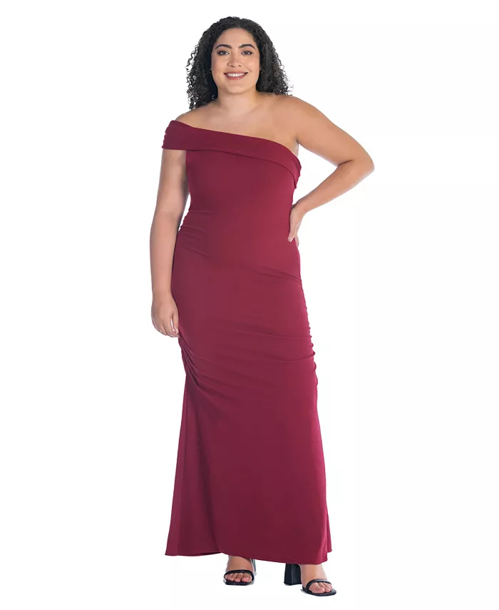 

Вечернее платье макси с запахом и драпировкой Plus Size с одним плечом Mermaid 24seven Comfort Apparel, красный