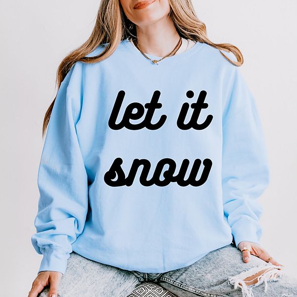

Свитшот Let it snow bold cursive lightweight garment dyed Simply Sage Market, Hydrangea