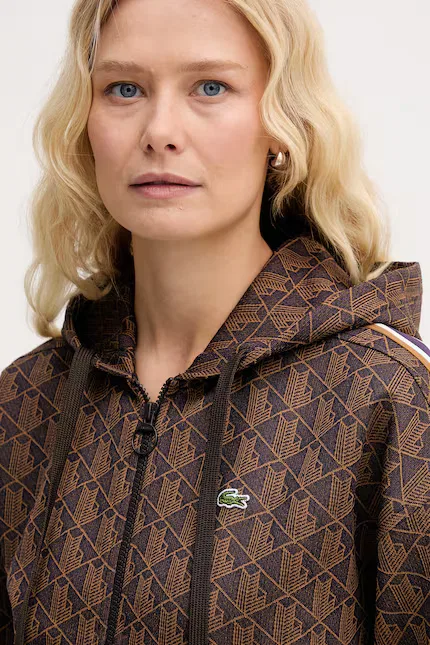 Толстовка Lacoste Монограмма, коричневая — фото 4