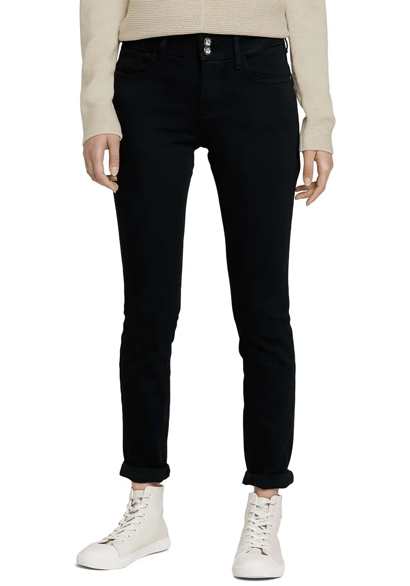 

Джинсы скинни TOM TAILOR Alexa Skinny с застежкой на две пуговицы, черный