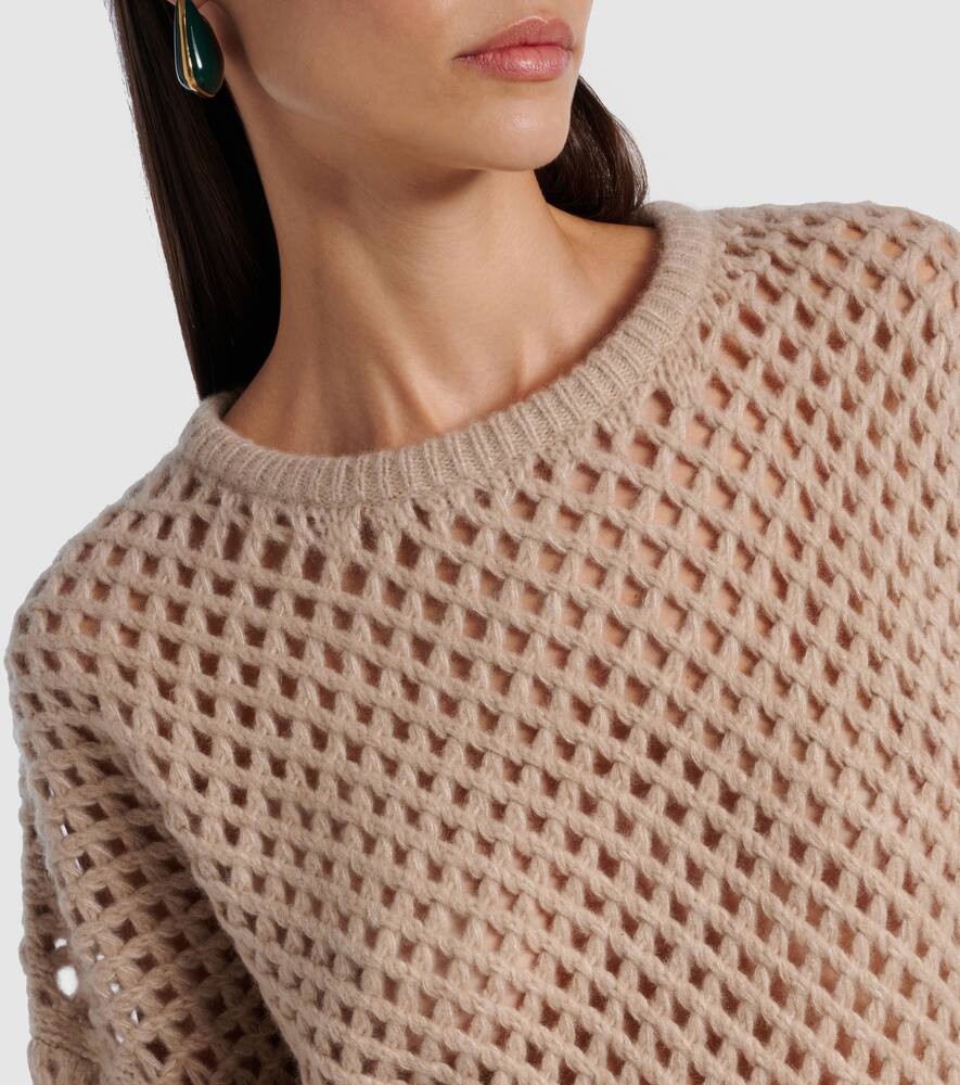 Эссен свитер из кашемира и шелка с открытой вязкой Max Mara, Cacha Chiaro — фото 4