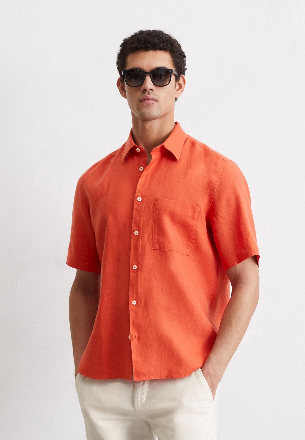

Рубашка KENT COLLAR SHORT SLEEVES ONE RECTANGULAR CHEST POCKET STYLE Marc O'Polo, оранжевый