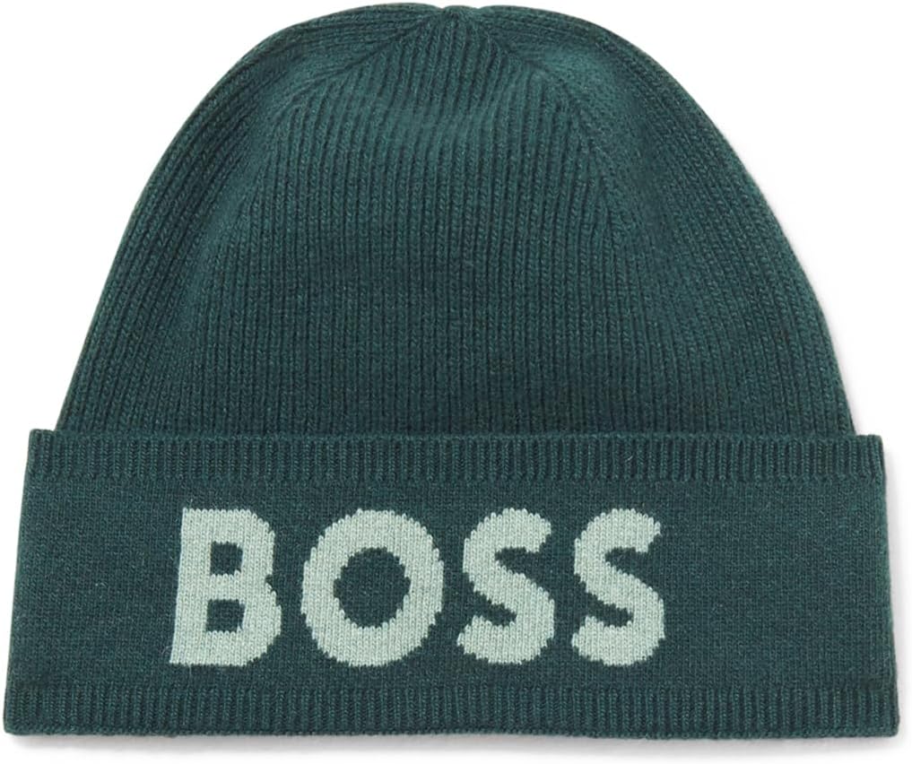 

Мужская вязаная шапка с большим логотипом BOSS, Pine Tree Green
