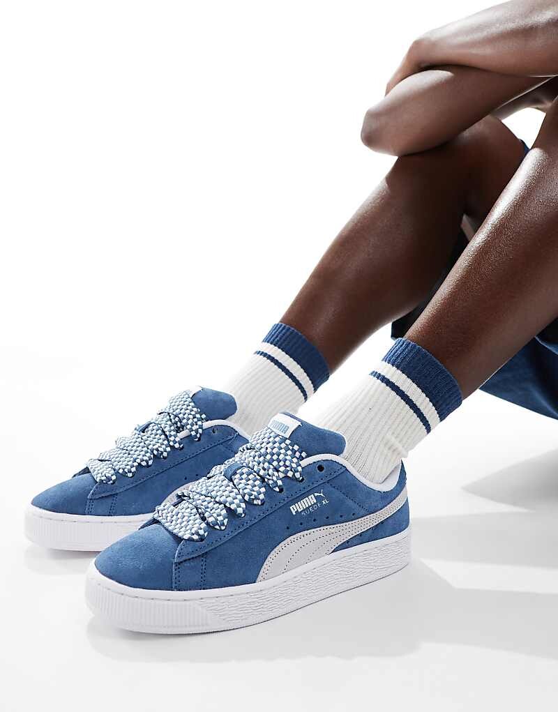 

Сине-белые кроссовки PUMA Suede XL с кружевом, Белый, Сине-белые кроссовки PUMA Suede XL с кружевом
