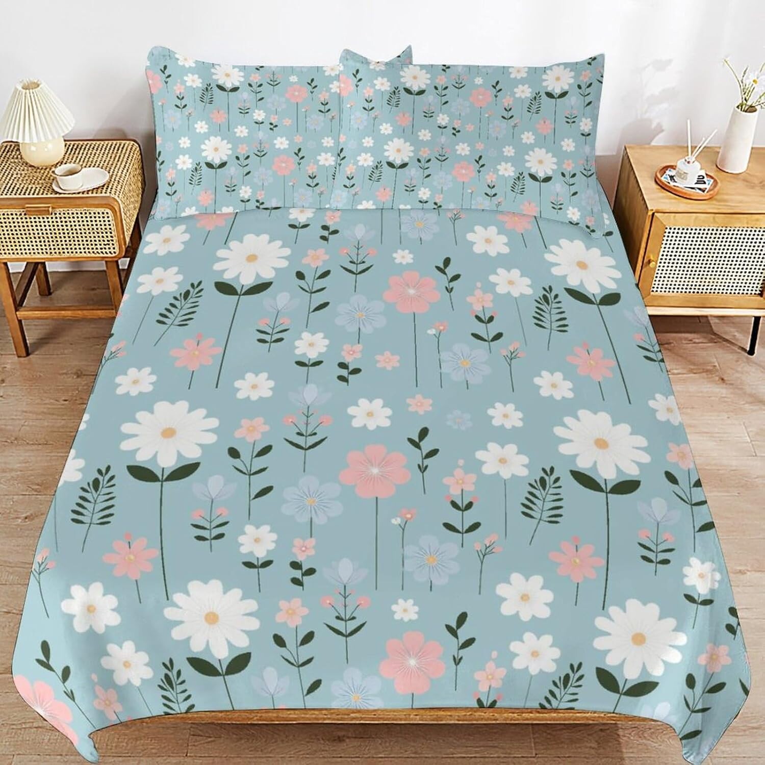 

Комплект постельного белья с цветочным рисунком Twin Queen King UIAMT, Teal Floral