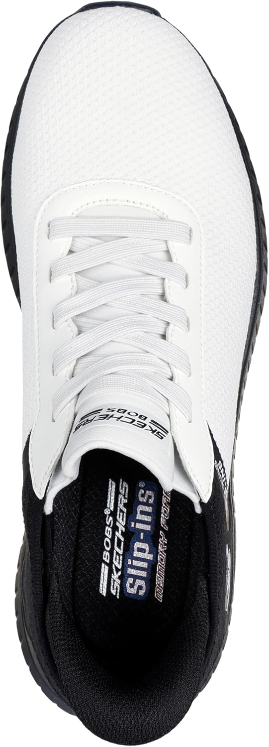 Мужские слипоны Skechers Bobs Squad Chaos - Solid Tour, белый/черный — фото 3