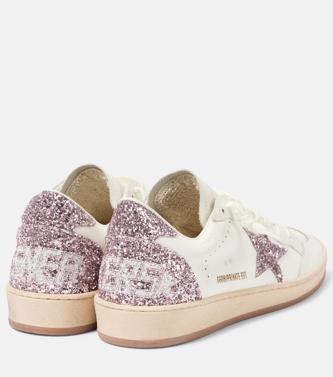 Кроссовки Ball Star из кожи с блестками Golden Goose, White/Pink — фото 2