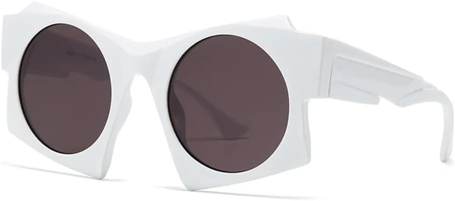 

Модные солнцезащитные очки неправильной квадратной формы для женщин и мужчин, с уникальной оправой, в тренде, с защитой от УФ-излучения UV400 MTZJH, White Tea