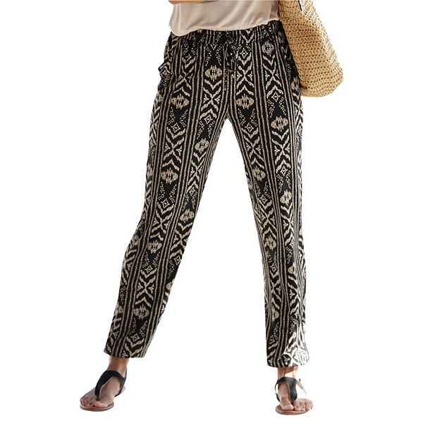 

Женские брюки с присборенным эластичным низом Lascana, Black And Cream