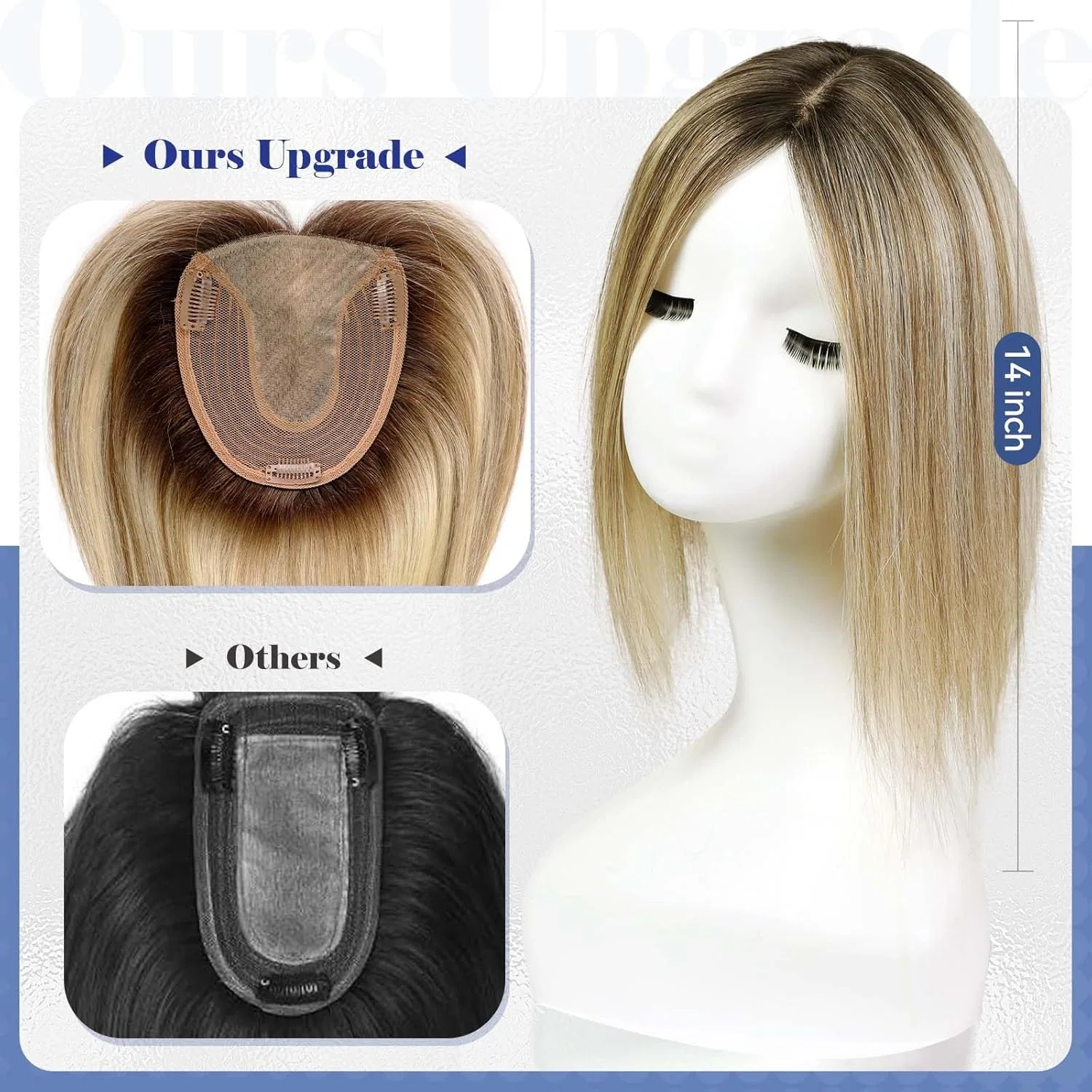 Женская накладка для волос HAIRCUBE без челки 14 дюймов Haircube, Ombre Brown With Blonde Strands — фото 2
