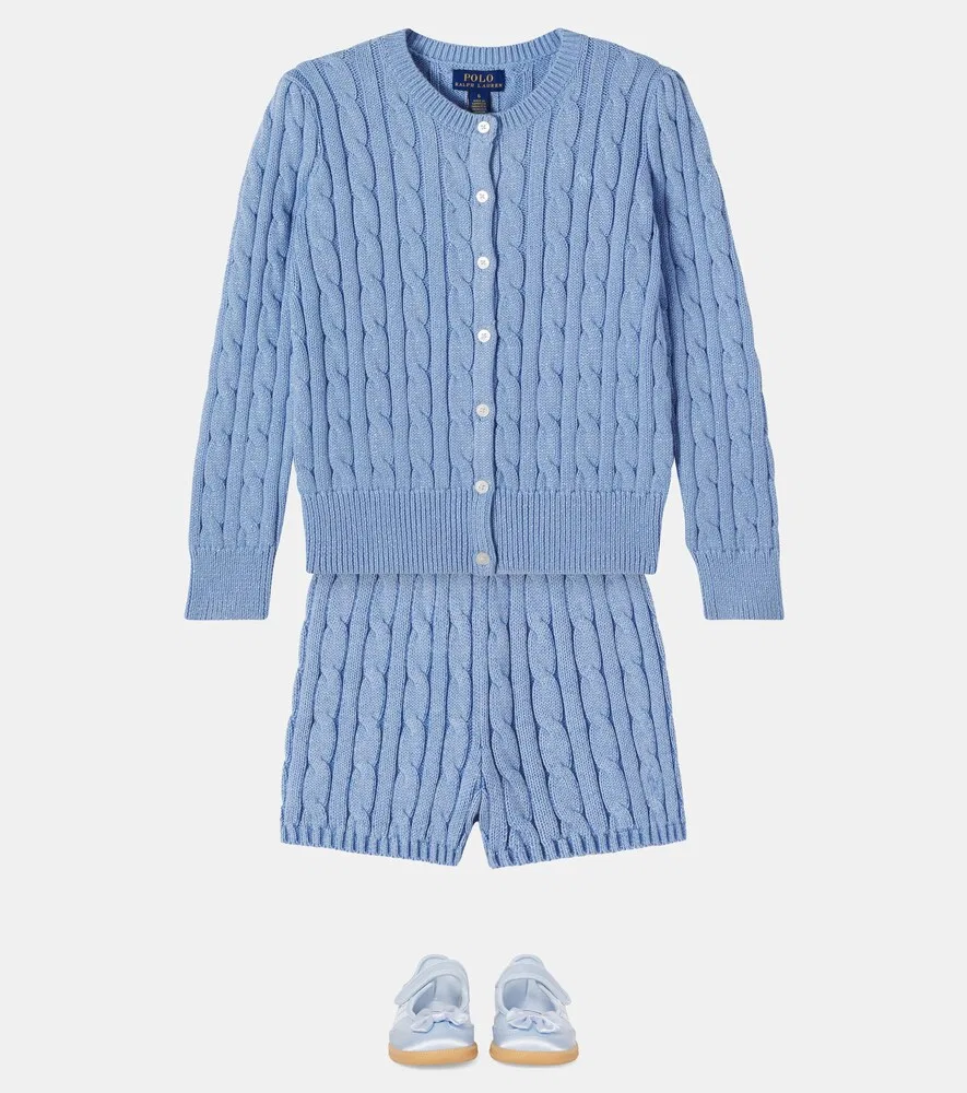 Кардиган крупной вязки из смесовой хлопковой ткани Polo Ralph Lauren Kids, синий — фото 2