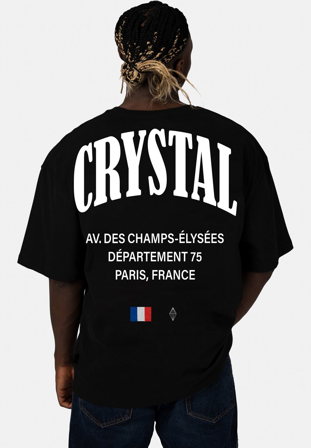 

Футболка с принтом CRYSTAL PARIS, черная, Черный, Футболка с принтом CRYSTAL PARIS, черная