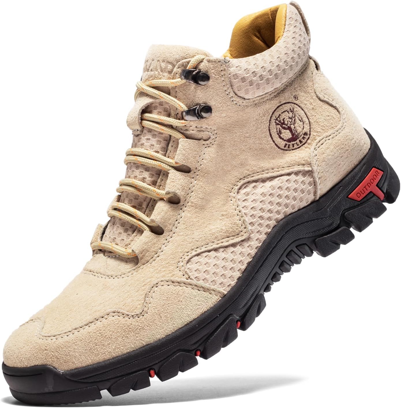 

Мужские ботинки FLYLAND Чака, повседневная кожаная обувь, ботильоны, противоскользящие, дышащие, удобные средние для вождения, прогулок и активного отдыха, Apricot