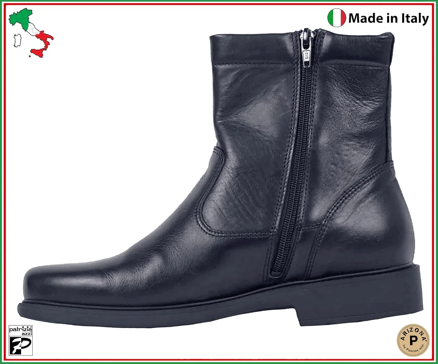 Мужские ботинки Patrizia Azzi Arizona Collection 90299 из натуральной кожи, 100% произведено в Италии Generisch, Black Leather — фото 2