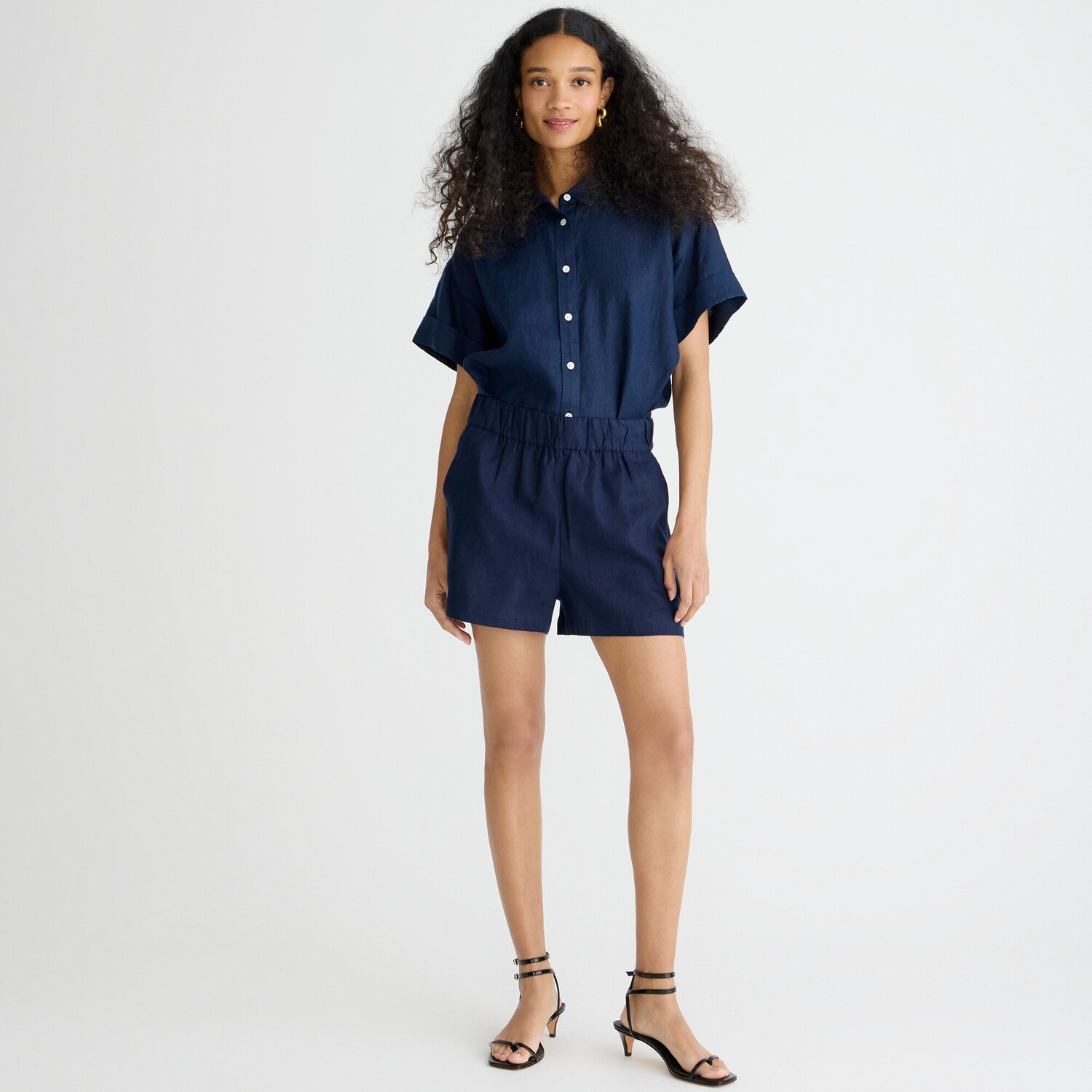 

Короткие шорты Tropez из льна J.Crew, синий