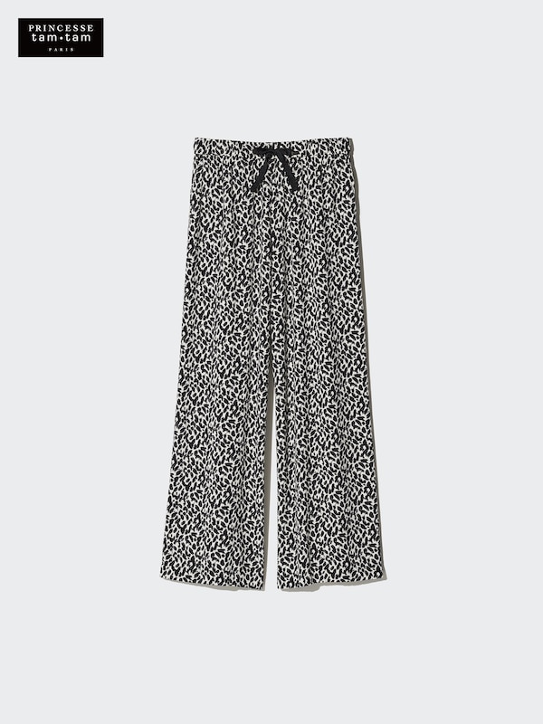 Домашние брюки из вискозы с принтом Uniqlo, 01 off white — фото 2