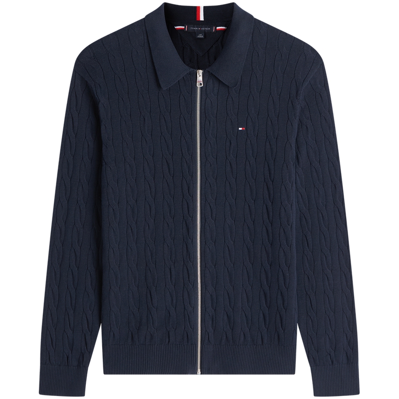 Мужской трикотажный кардиган с отворотом, средней длины Tommy Hilfiger, хаки rbl — фото 3