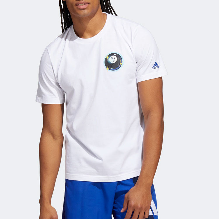 Футболка Men's adidas TMAC TEE 8 Pattern Printing Round Neck Pullover Short Sleeve White T-Shirt HS8522 — фото 2