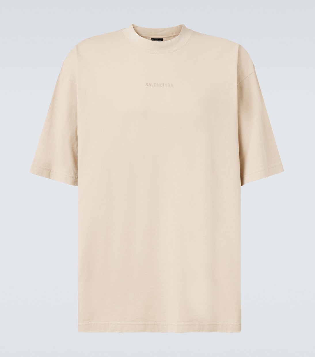 

Футболка из хлопкового джерси с логотипом Balenciaga, бежевый