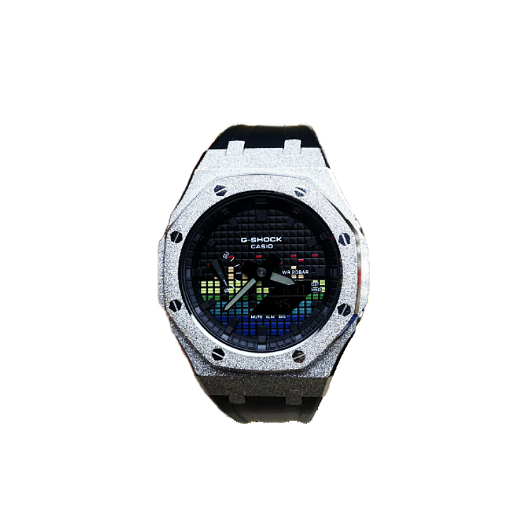 

CASIO Часы GA2100 Retrofit Series с кварцевым механизмом, браслет из нержавеющей стали, унисекс, черный циферблат