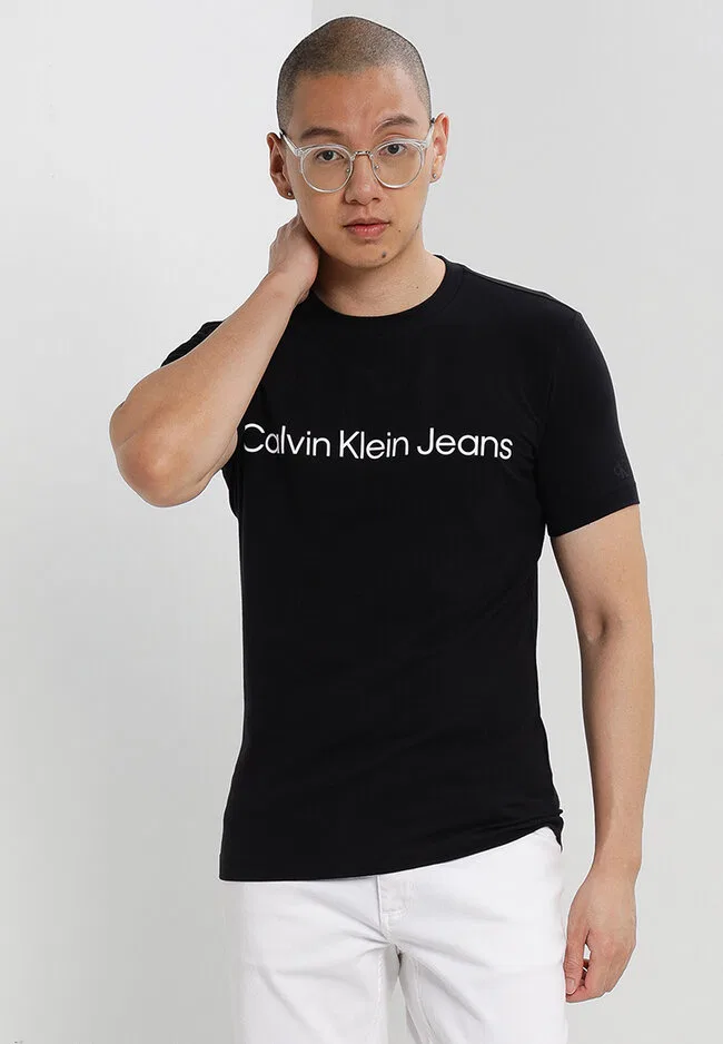 Футболка с коротким рукавом, облегающая, Calvin Klein Jeans, черный