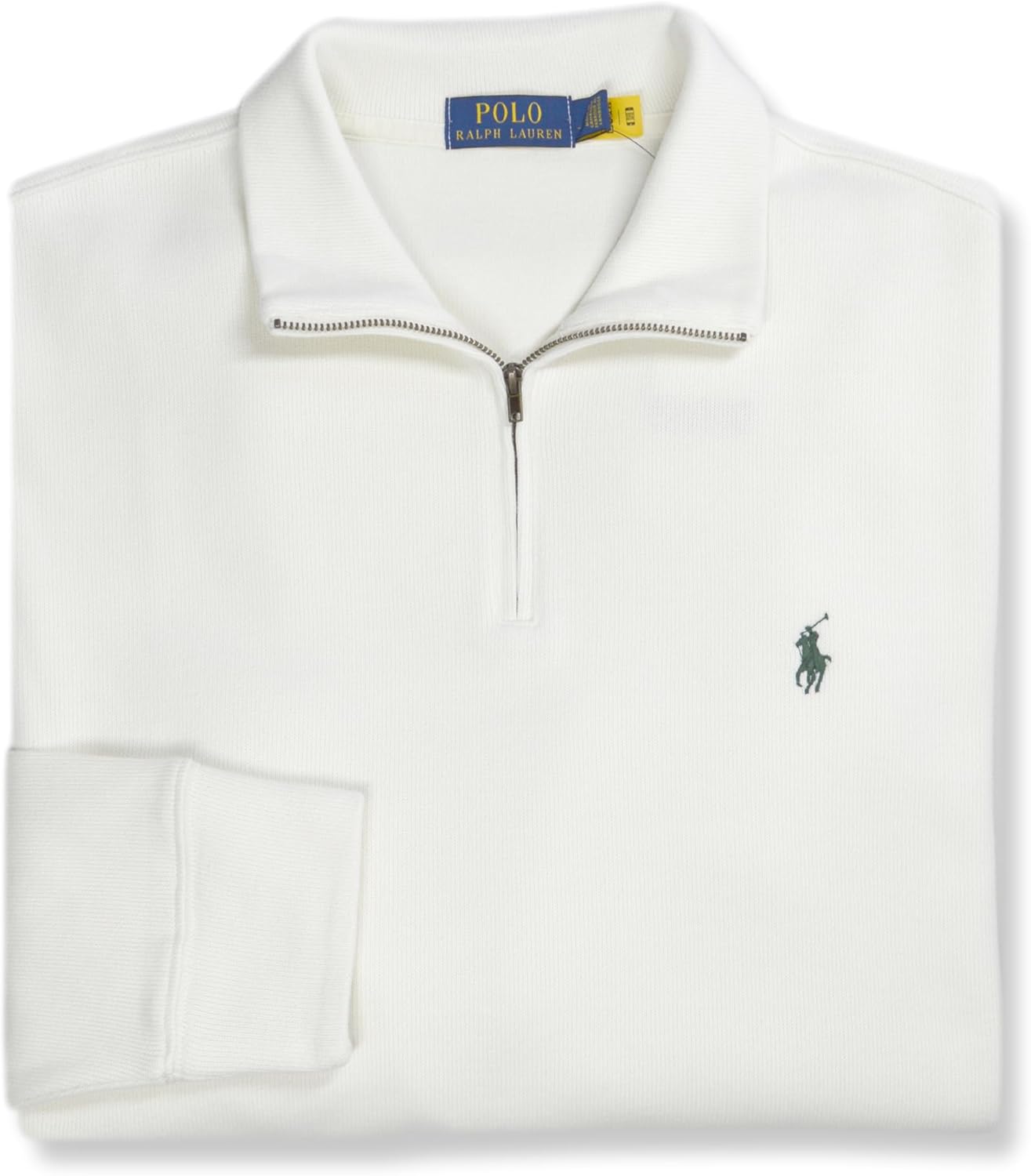 

POLO RALPH LAUREN Мужской полузастегивающийся свитер из французского рубчатого хлопка, Chic Cream/Green