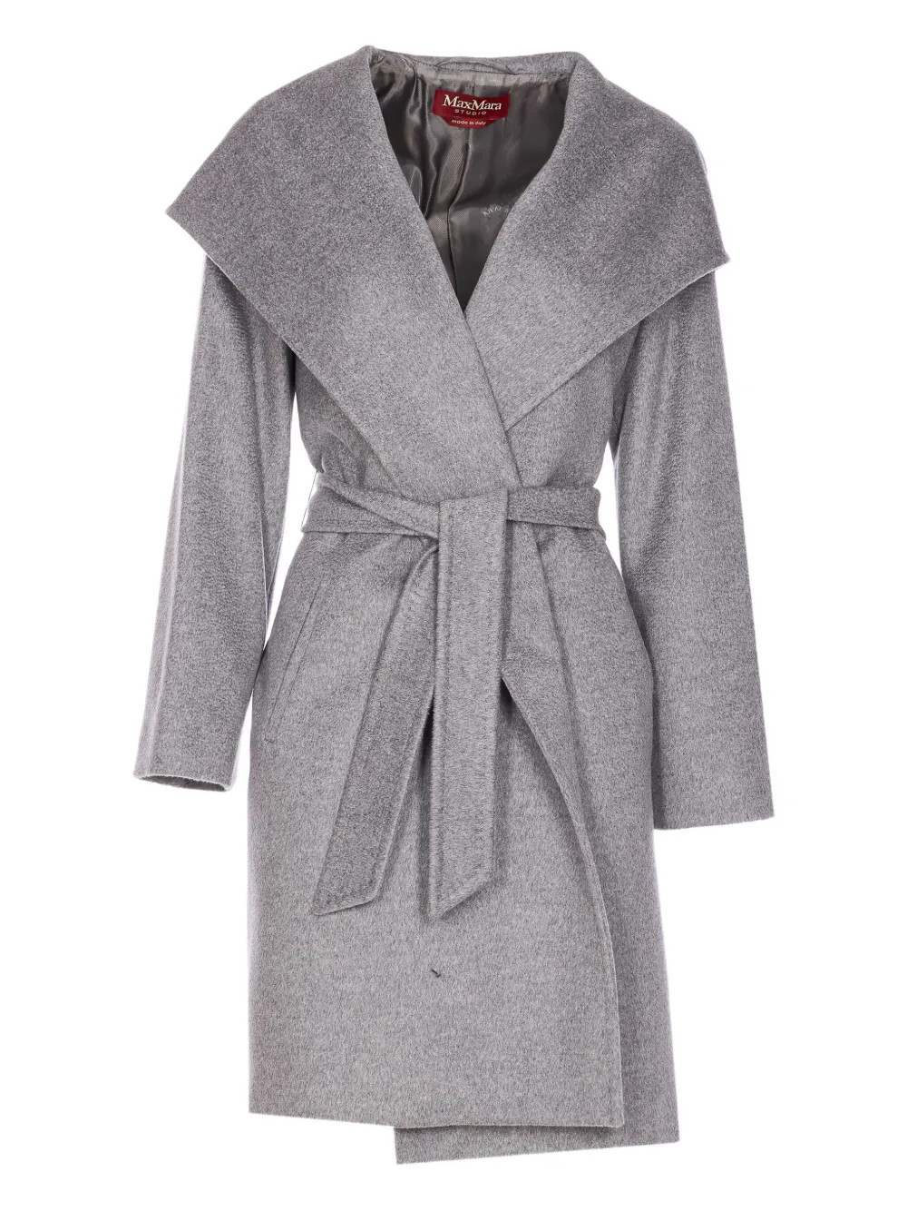 

Пальто с капюшоном и поясом MAX MARA, серый