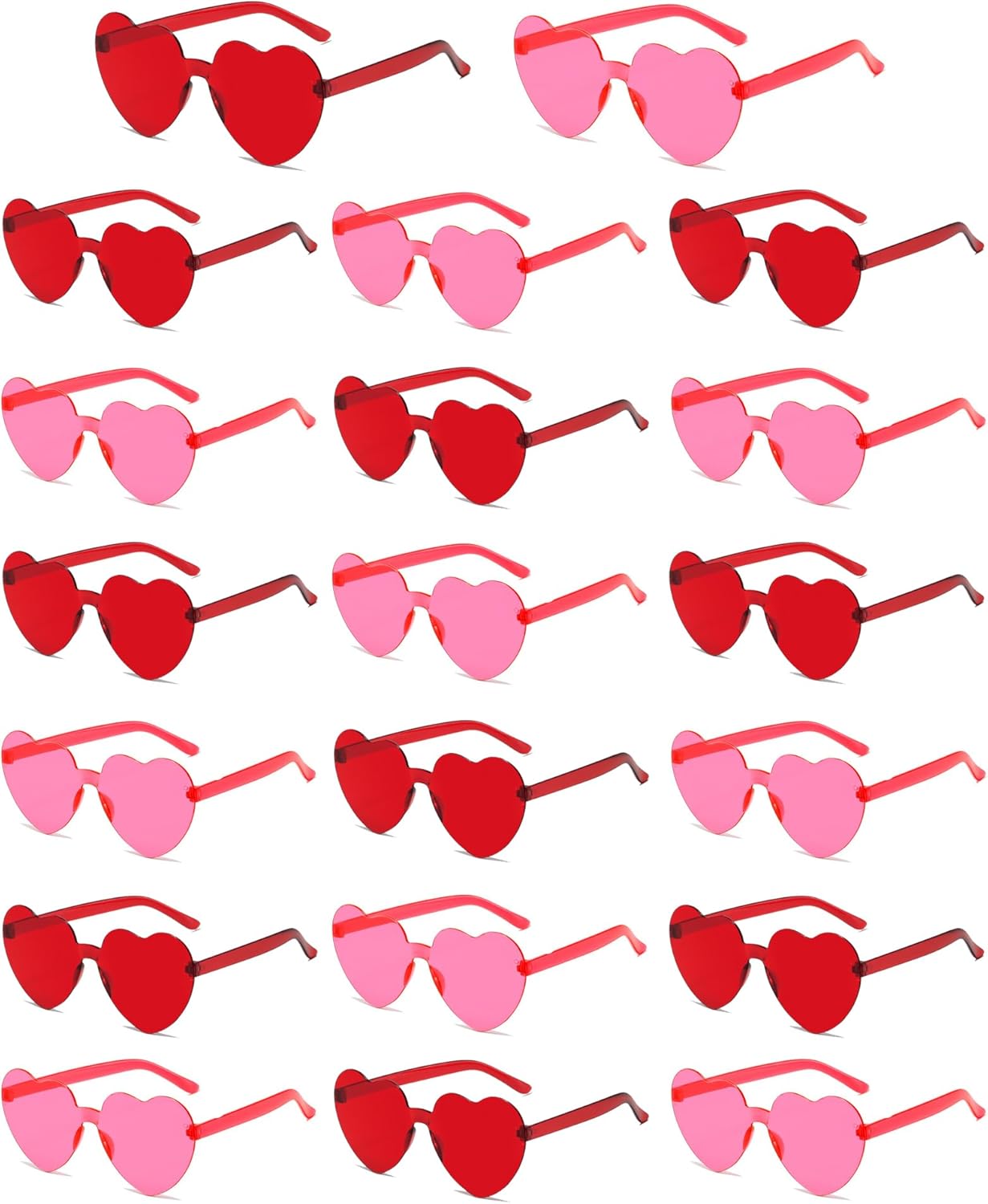 

20 пар солнцезащитных очков в форме сердца для женщин, разноцветные, модные, прозрачные, в форме сердца, отличный подарок на вечеринку SIEYEWER, Red / Rose Red - 20 Pack