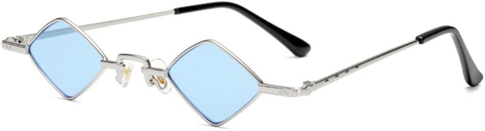 

Модные квадратные солнцезащитные очки для женщин в винтажном стиле с металлической оправой, маленькая оправа, ретро-очки для женщин, панк-очки, защита от ультрафиолета UV400 WQFFQWK, Silver Blue