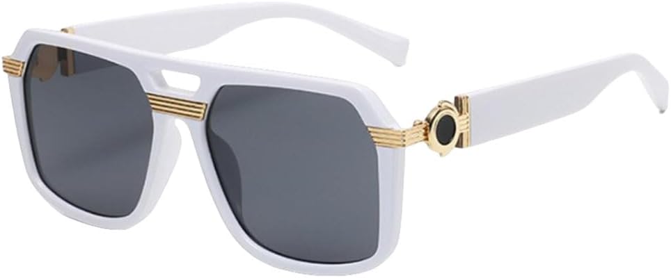 

Солнцезащитные очки MUTYNE в винтажном стиле, черные с белыми линзами, квадратной формы, с двойной перемычкой, ретро-стиль, большие, для путешествий и вождения, White Black