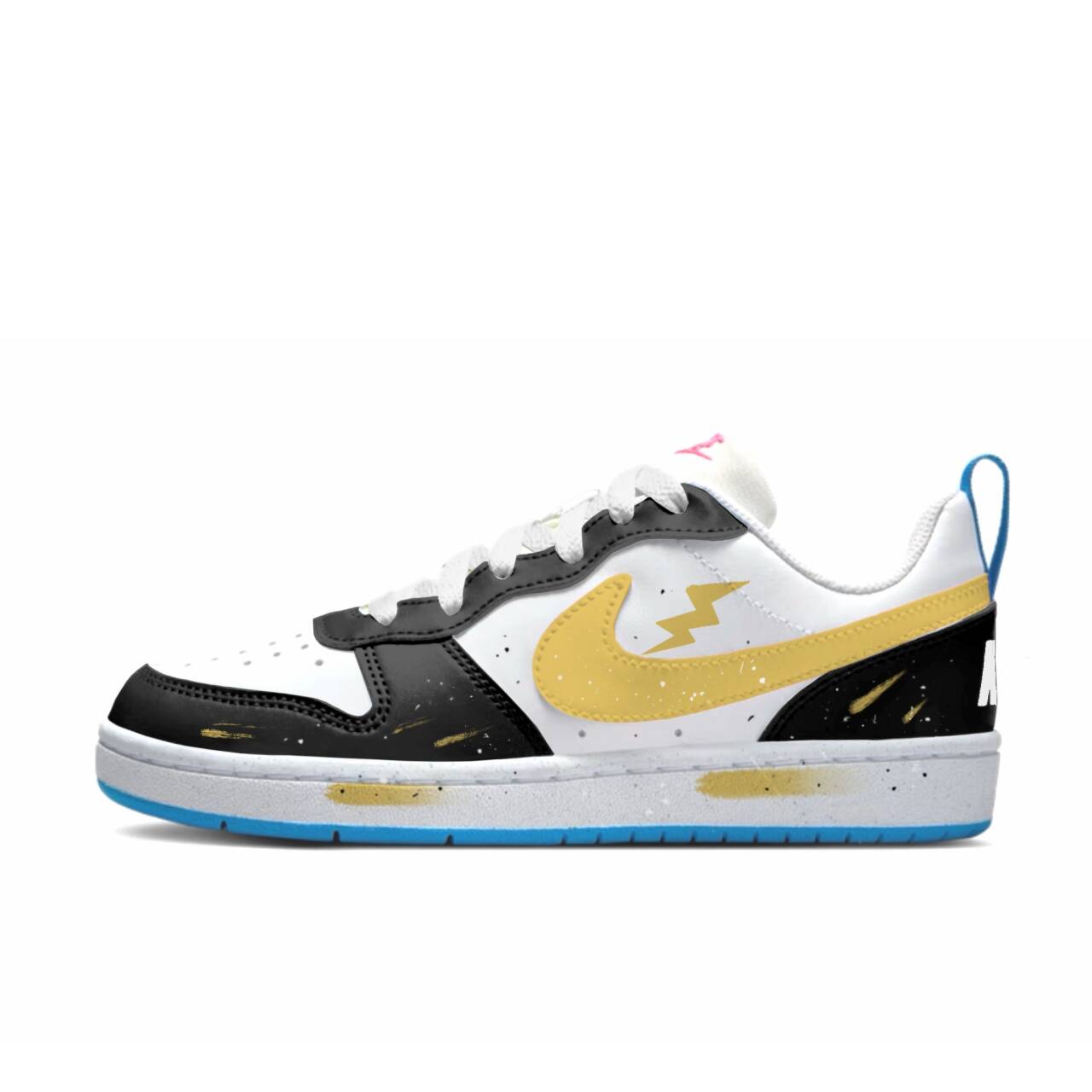 

Nike Court Borough Synthetic Leather Slip Resistant Abrasion Resistant Low top Kids' Skateboarding Shoes Black White