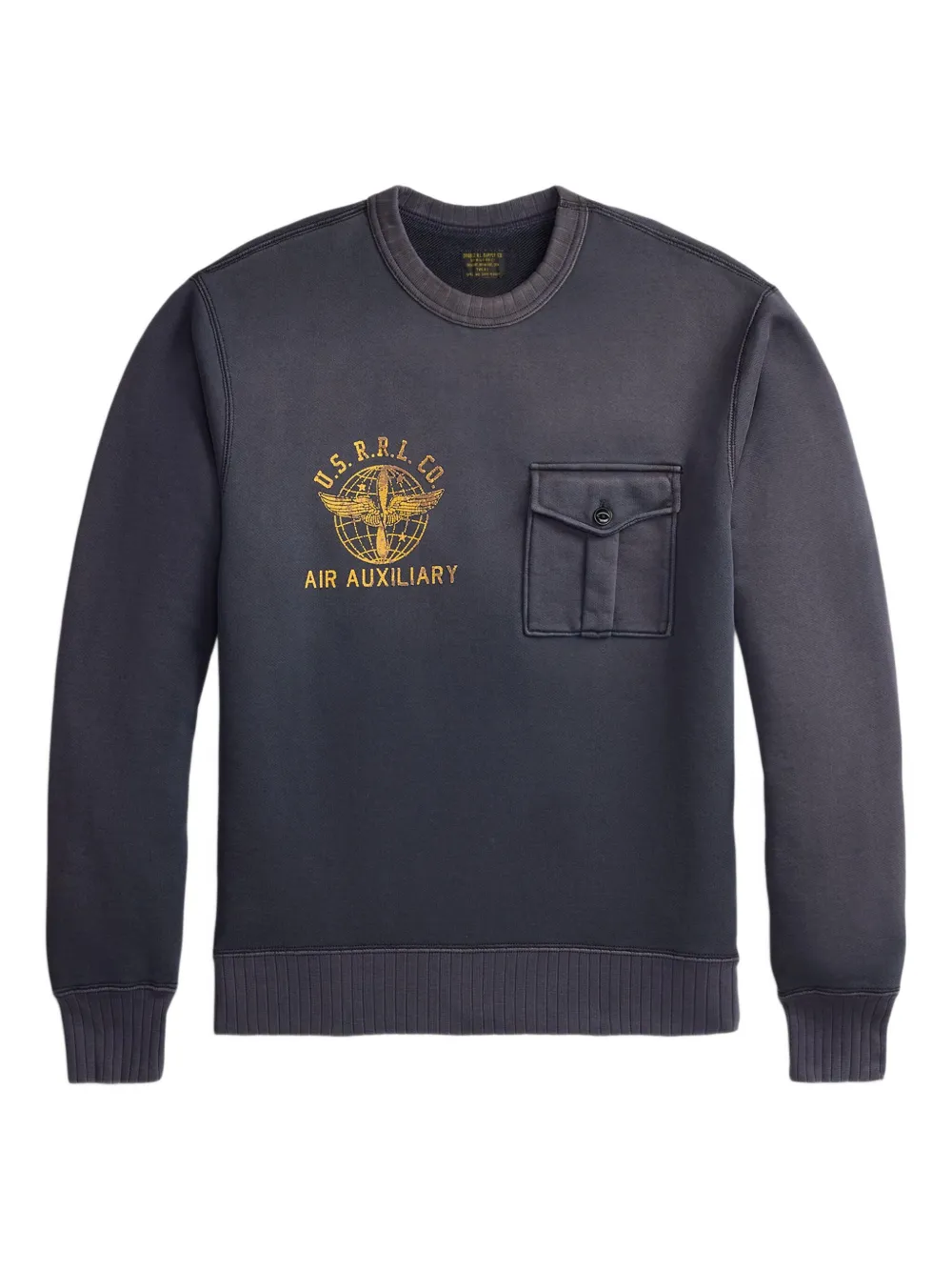 

Толстовка с графичным принтом и нагрудным карманом Ralph Lauren Rrl, серый