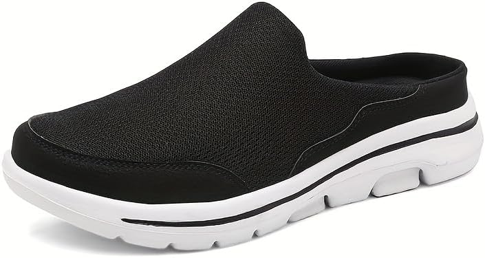 

Мужские слипоны-мюли Полупроспортивные кроссовки, повседневная обувь для прогулок на улице, кроссовки без задника, обувь с открытой пяткой Hhhchpm, белый/черный