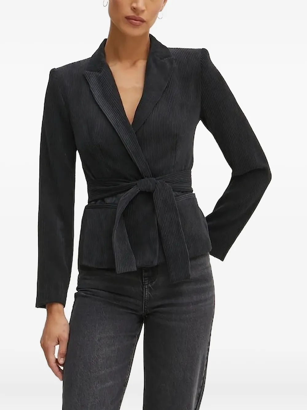 

Вельветовый блейзер с поясом Armani Exchange, черный