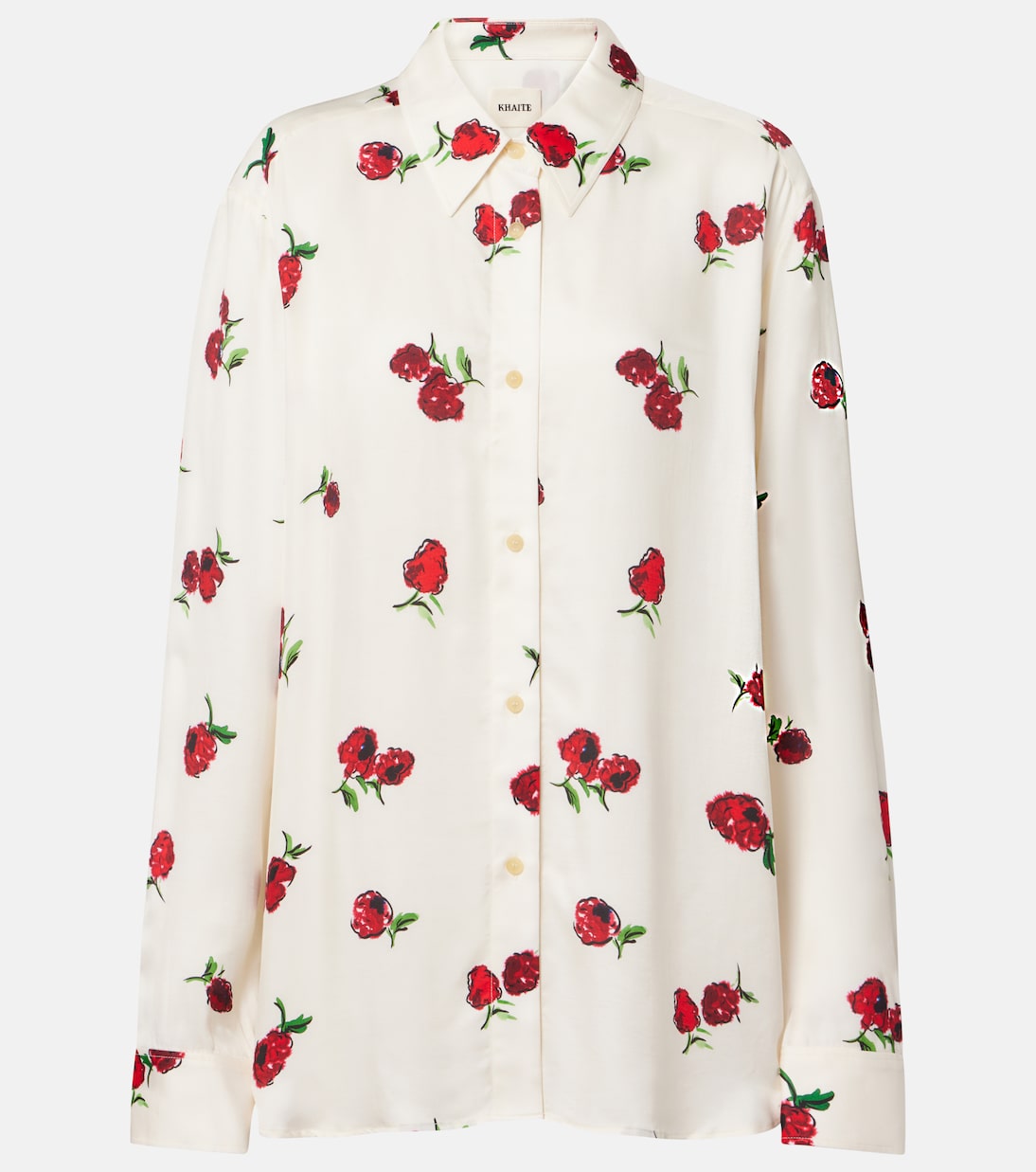 

Рубашка из печатного твила Argo Khaite, Raspberry/Cream