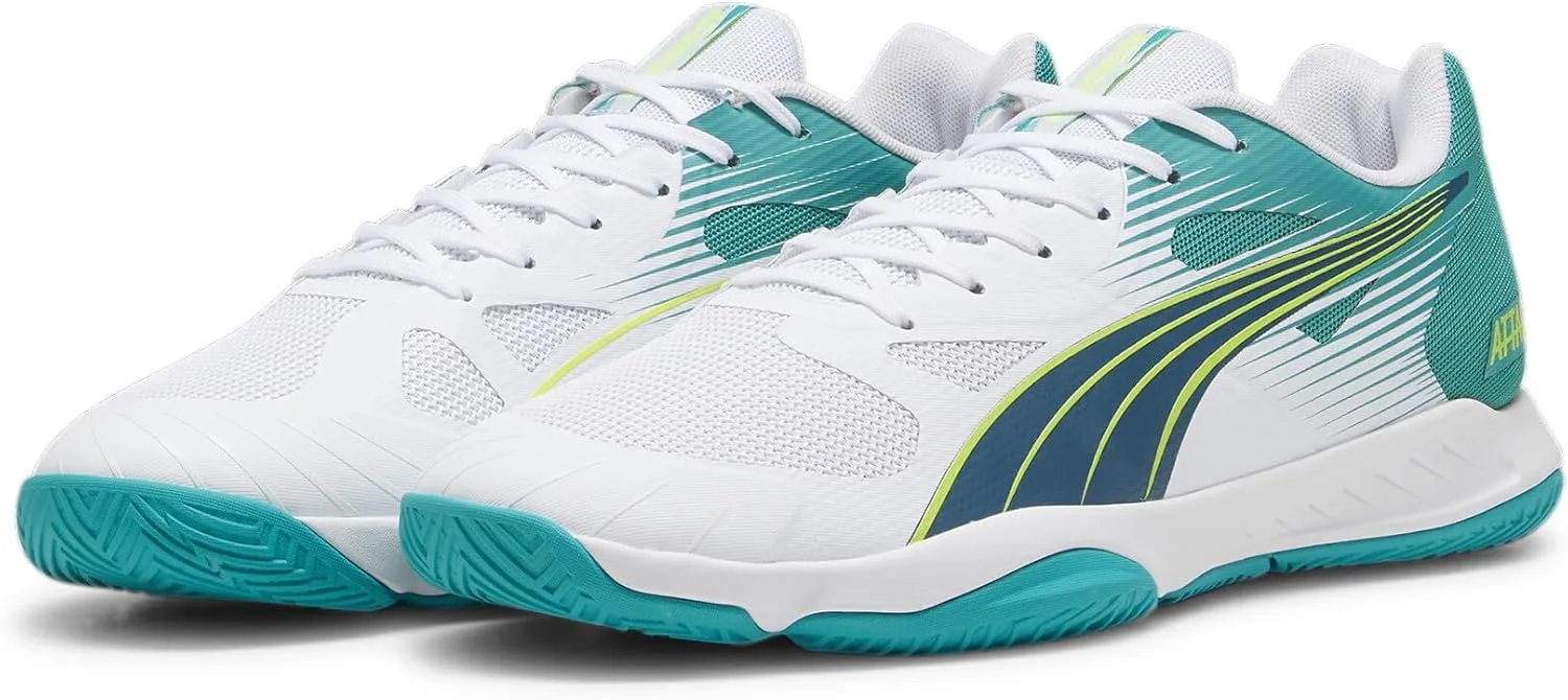 Кроссовки унисекс Puma Attacourt для игр в рамках соревнований, белый/зеленый — фото 2