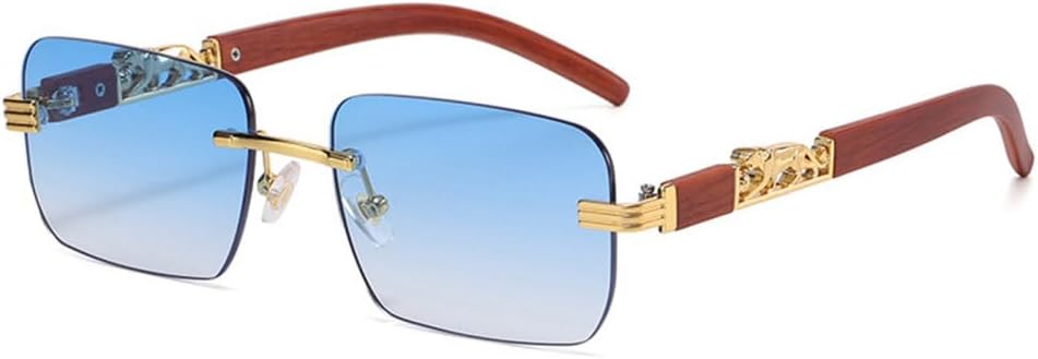 

Маленькие прямоугольные солнцезащитные очки без оправы для мужчин, роскошные солнцезащитные очки без оправы с леопардовым принтом для женщин, винтажные солнцезащитные очки LVTFCO, 2